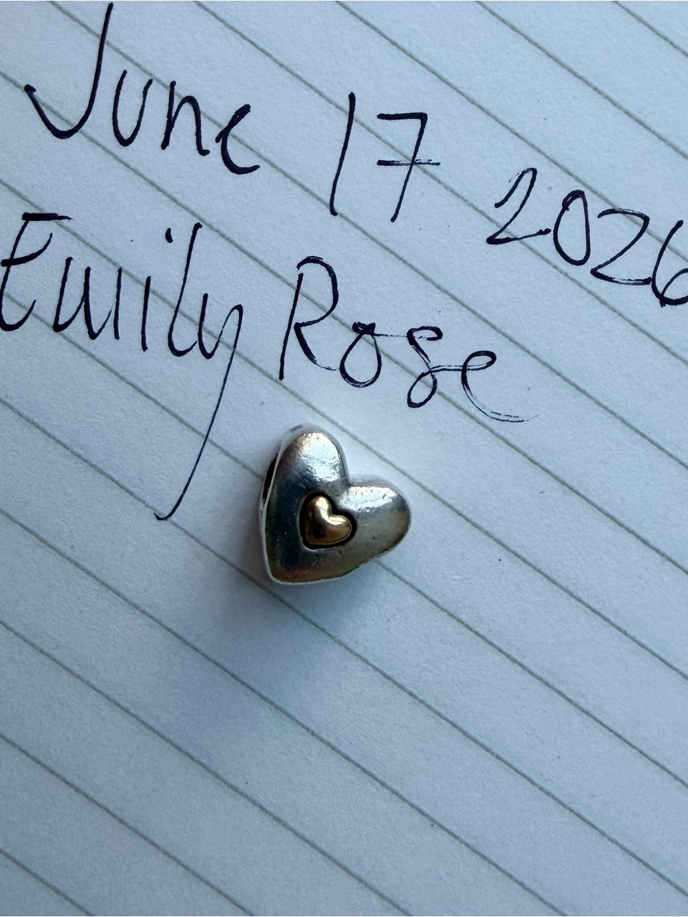 Authentic Pandora sterling silver and 14k gold “Happy Anniversary” Heart Charm